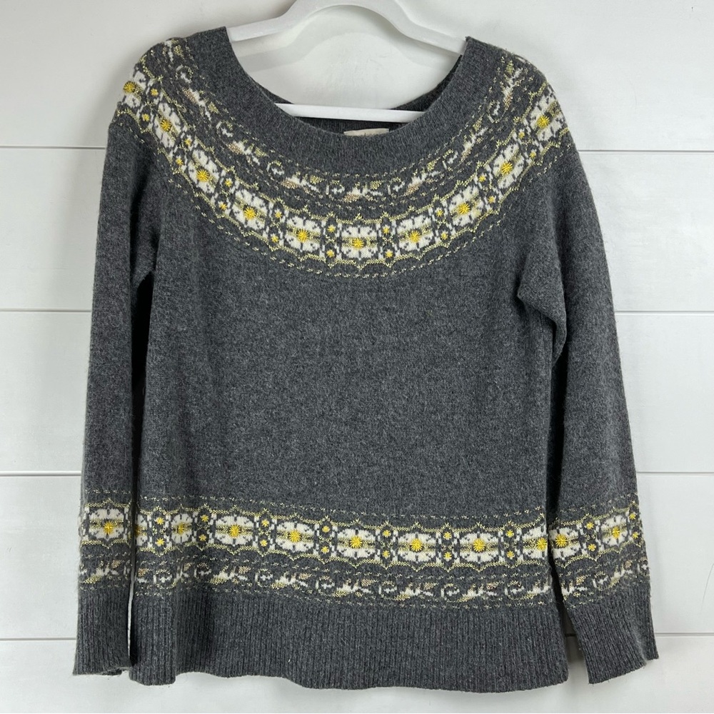 Sundance Gray and Yellow Floral Sweater